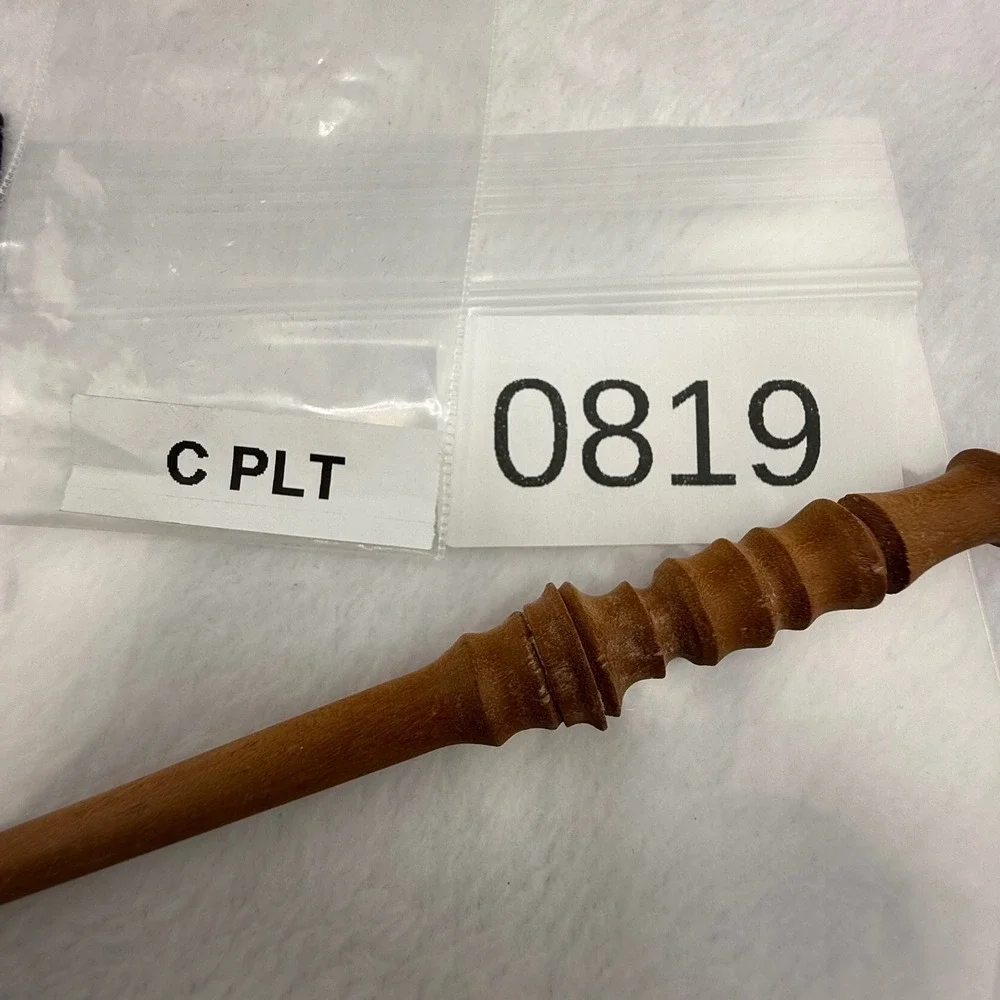 Vintage Wood Hair Stick Brown Hand Carved Ribbed Tapered Accessory 6.5in